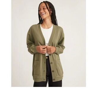 Marine Layer Annie Fleece Cardigan Olive Green Small